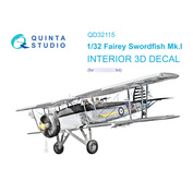 QD32115 Quinta Studio 1/32 3D Декаль интерьера кабины Fairey Swordfish Mk.I (Трубач)