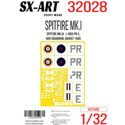 32028 SX-Art 1/32 Окрасочная маска Spitfire Мk.Ia L1065 PR-E (Kotare)