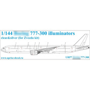 URP7 Sunrise 1/144 Decal for 777-300 airliner, portholes, transparent