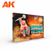 AK11777 AK Interactive Фирменный набор красок 3Gen от Серхио Вильчес / Sergio Vilches - 3GEN Signature Set (14 цветов и 1 фигурка)