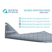 QRV-029 Quinta Studio 1/32 Double riveting rows (riveting size 0.20 mm, interval 0.8 mm), black, total length 5.8 m