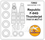 72662 KV Models 1/72 paint mask Set for F-84G Thunderjet + disc and wheel masks