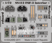 SS412 Eduard 1/72 Color photo etched parts for F6F-3 interior S. A. Weekend