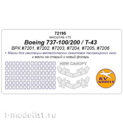 72195 KV Models 1/72 Окрасочные маски для Boeing 737-100/200 / T-43 (BPK #7201, #7202, #7203, #7204, #7205, #7206) - (маски для старого и нового остекления)