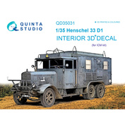 QD35031 Quinta Studio 1/35 3D Декаль интерьера кабины Henschel 33 D1 (для модели ICM)