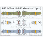 UR32182 UpRise 1/32 Декали для AGM-65A/B/D Maverick (12 pcs)