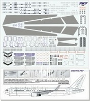 767000-01 PasDecals 1/144 Decal on Boing 767 technic A4 Sheet