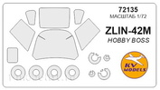 72135 KV Models 1/72 Набор окрасочных масок для остекления модели Zlin-42M