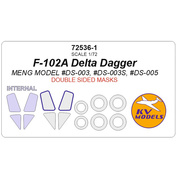 72536-1 KV Models 1/72 Маска окрасочная для F-102A Delta Dagger - двусторонние маски + маски на диски и колеса
