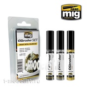 AMIG7507 Ammo Mig BRIGHT METAL COLORS SET (oil paint Set with fine brush applicator)