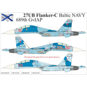 UR48229 SUNRISE 1/48 Decal for Sukhoi-27UB Flanker-C Baltic NAVY 689th GvIAP, FFA (removable lacquer substrate)