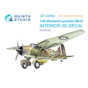 QD+48583 Quinta Studio 1/48 3D Декаль интерьера кабины Westland Lysander Mk.III (Airfix) (с 3D-печатными деталями)