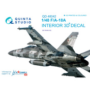 QD48042 Quinta Studio 1/48 3D cabin interior Decal F/A-18A (for Kinetic model)