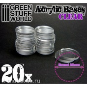 9290 Green Stuff World Акриловое основание, круглое, 25 мм - прозрачное / Acrylic Bases - Round 25 mm CLEAR