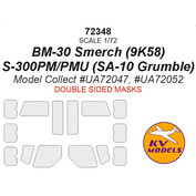 72348 KV Models 1/72 Окрасочная маска для БМ-30 Смерч (9K58) / С-300ПМ/ПМУ (SA-10 Grumble) - (Двусторонние маски)