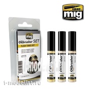 AMIG7500 Ammo Mig OILBRUSHER FLESH TONES SET (a Set of oil paints with a thin brush applicator)