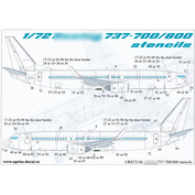 URS7214L UpRise 1/72 Декаль для 737-700/800, тех. надписи FFA (удаляемая лаковая подложка) 