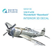 QD32136 Quinta Studio 1/32 3D Декаль интерьера кабины P-47D Razorback (Трубач)