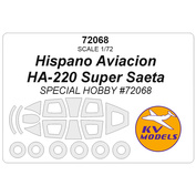 72068 KV Models 1/72 Маска окрасочная для Hispano Aviacion HA-220 Super Saeta + маски на диски и колеса