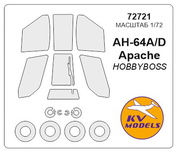 72721 KV Models 1/72 окрасочные маски для AH-64