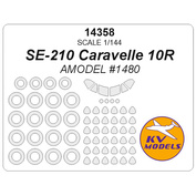 14358 KV Models 1/144 SE-210 Caravelle 10R (AMODEL #1480) + маски на диски и колеса