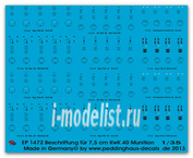 ep 1472 Peddinghaus-decals 1/35 Декаль markings for 7,5 cm KwK 40 ammo