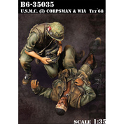 B6-35035 Bravo-6 1/35 U.S.M.C. (7) Corpsman & WIA, Tet'68 / U.S.M.C. (7) Санитар и раненый в бою, Тет'68