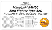 72993 KV Models 1/72 Set of paint masks for a6m5c Zero Fighter Type 52C from the company ACADEMY/ MODELIST