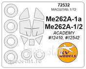 72532 KV Models 1/72 Маска на Me-262A-1a + маски на диски и колеса