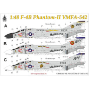 UR4816 Sunrise 1/48 Decal for F-4B Phantom-II VMFA-542, without tech. inscriptions