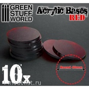 9297 Green Stuff World Acrylic Base, Round, 40 mm-clear blue / Acrylic Bases-Round 40 mm CLEAR RED
