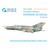 QD+72239 Quinta Studio 1/72 3D Декаль интерьера кабины MiGG-21БИС Ранний (с системой Лазурь-М) (Eduard) (с 3D-печатными деталями)