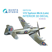 QD72154 Quinta Studio 1/72 3D Декаль интерьера кабины Typhoon Mk.1B поздний (Airfix)