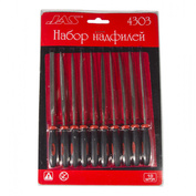 4303 JAS Набор надфилей с ручками, 10 шт., блистер + чехол