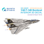 QD+48425 Quinta Studio 1/48 3D Декаль интерьера кабины F-14B (конверсия для F-14D Tamiya) (с 3D-печатными деталями)