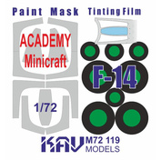 M72 119 KAV models 1/72 Окрасочная маска для моделей F-14 (Academy/Minicraft/Моделист выпуска ДО 2019)