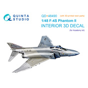 QD+48490 Quinta Studio 1/48 3D Декаль интерьера для F-4S Phantom II (Academy) (с 3D-печатными деталями)