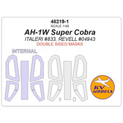 48219-1 KV Models 1/48 AH-1W Super Cobra (ITALERI #833, REVELL #04943) - (Двусторонние маски) + маски на диски и колеса
