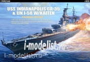 14113 Academy 1/350 USS Indianapolis CA-35 1945 & IJN I-58 w/Kaiten [Premium Edition]