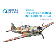 QD32255 Quinta Studio 1/32 3D Декаль интерьера кабины Curtiss H-75 Hawk (Special Hobby)