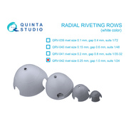 QRV-042 Quinta Studio 1/24 Радиальные клепочные ряды (размер клепки 0.25 mm, интервал 1.0 mm, масштаб 1/24), белые