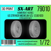 79010 SX-Art 1/72 Комплект колес US Stryker Michelin XZL 12.00 R20 с просадкой (8 шт.) (Трубач)