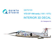 QD72103 Quinta Studio 1/72 3D Декаль интерьера кабины CF-104 early (Hasegawa)