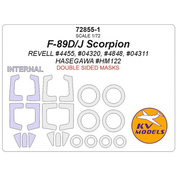 72855-1 KV Models 1/72 F-89 D/J Scorpion (REVELL #4455, #04320, #4848, #04311 / HASEGAWA #HM122) - (двусторонние маски) + маски на диски и колеса