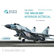 QD32022 Quinta Studio 1/32 3D Interior decal of the MiG-29SMT cabin (for the Trumpeter model)