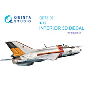 QD72109 Quinta Studio 1/72 3D Декаль интерьера кабины MiGG-21ПФМ с серыми панелями (Eduard)