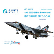 QD48028 Quinta Studio 1/48 3D Декаль интерьера кабины МиК-31БМ (для модели AMK)