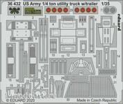 36432 Eduard 1/32 Набор фототравлений для US Army 1/4 ton utility truck w/ trailer