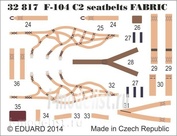 32817 Eduard 1/32 Фототравление привязные ремни F-104 C2 seatbelts SUPER FABRIC