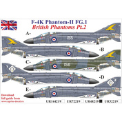 UR48219 Sunrise 1/48 Decal for British F-4K Phantom-II FG.1 Pt. 2, FFA (removable lacquer substrate)